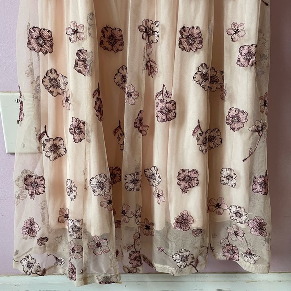 • blush embroidered floral off the shoulder gown • - Picture 9 of 16